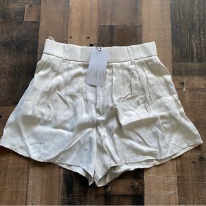 Zara satin cream shorts
